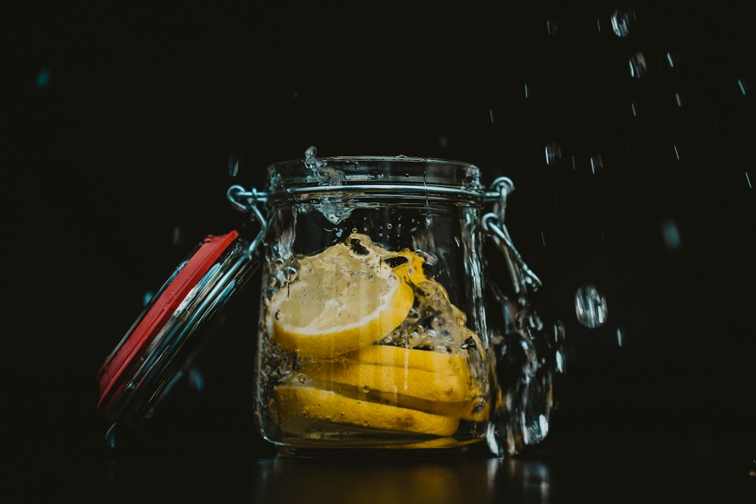 slices of lemon in jar
